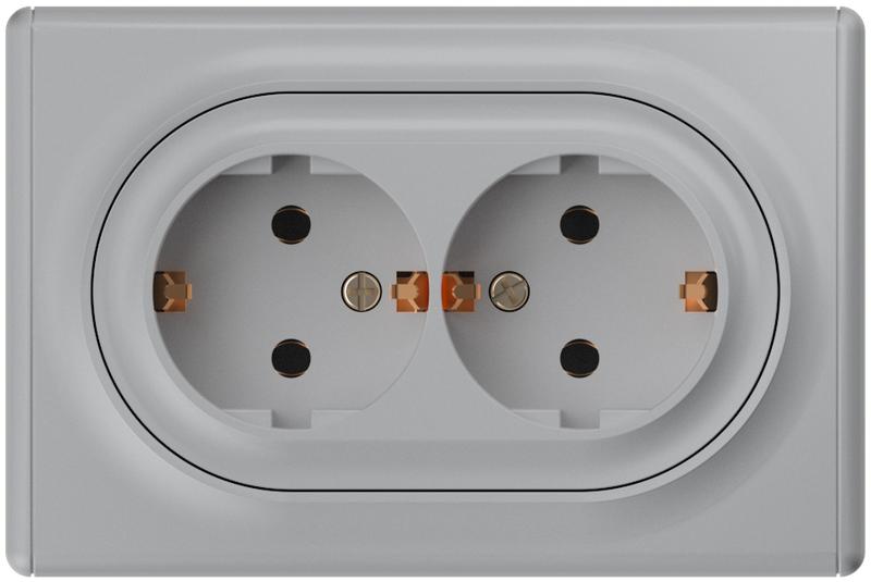 

Розетка OneKeyElectro Florence, скрытый монтаж, 2-х постовая/модулей: 2, с з/к, 16А, в сборе, IP20, серый (2172836), Florence