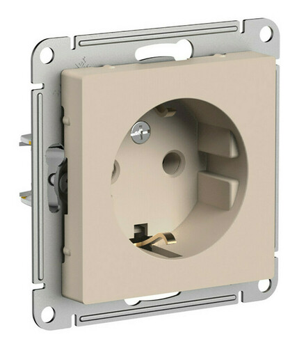 

Розетка Systeme Electric AtlasDesign, скрытый монтаж, однопостовая/модулей: 1, с з/к, 16А, в сборе, IP20, песочный (ATN001243)