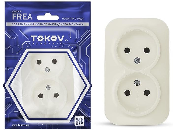 

Розетка TOKOV ELECTRIC Frea, открытая, 2-х постовая/модулей: 1, 16А, в сборе, IP20, бежевый (TKE-FR-R2-C02)
