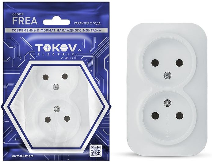 

Розетка TOKOV ELECTRIC Frea, открытая, 2-х постовая/модулей: 1, 16А, в сборе, IP20, белый (TKE-FR-R2-C01)