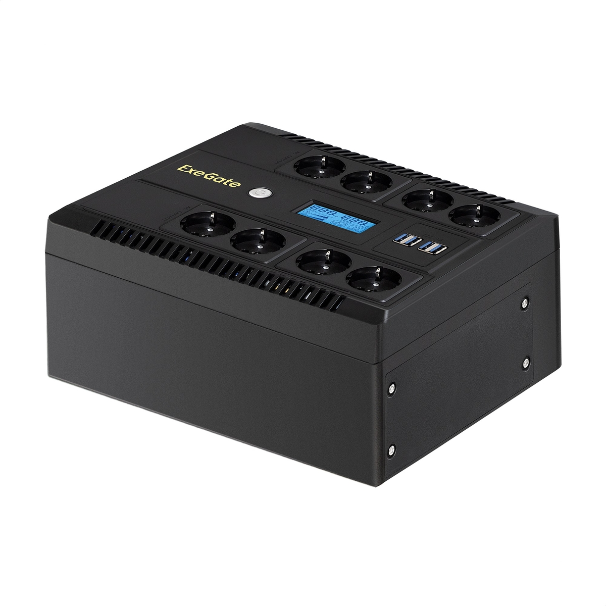 ИБП ExeGate LHB-1000.LCD.AVR.8SH.CH.USB, 1000 В·А, 650 Вт, черный