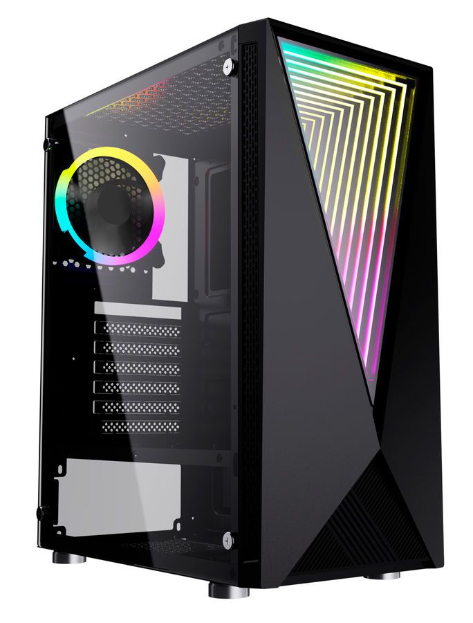 

Корпус GMNG GG-CC100, ATX, Midi-Tower, USB 3.0, RGB подсветка, черный, без БП (GG-CC100), GG-CC100