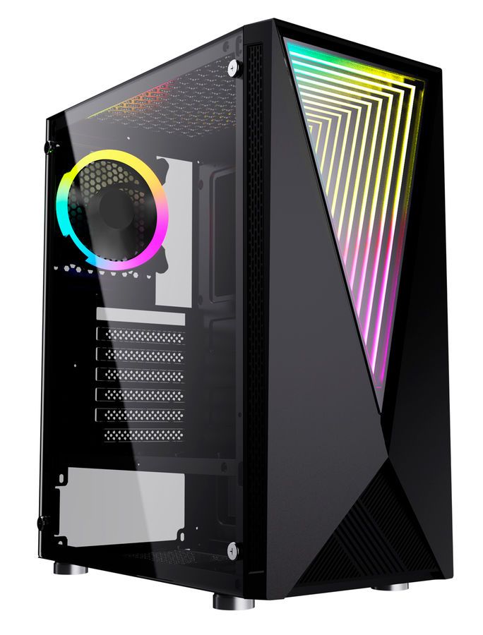 Корпус GMNG GG-CC100, ATX, Midi-Tower, USB 3.0, RGB подсветка, черный, без БП (GG-CC100)