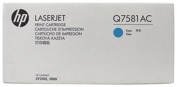 

Картридж лазерный HP 503A/Q7581AC, голубой, 6000 страниц, оригинальный для HP CP3505/3800, белая коробка с чипом, 503A