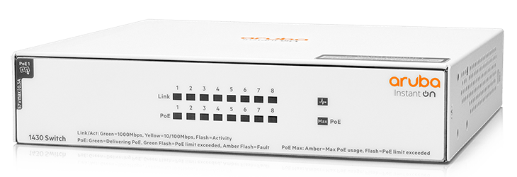 

Коммутатор HPE Aruba Instant on 1430 8G Class4 PoE 64W, кол-во портов: 8x1 Гбит/с, PoE: 4x15 Вт (макс. 64 Вт) (R8R46A), 1430 8G Class4 PoE 64W