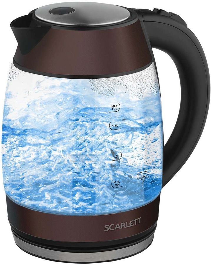 

Чайник электрический Scarlett SC-EK27G100 1.7л. 2.2 кВт, стекло/пластик, коричневый/черный, SC-EK27G100