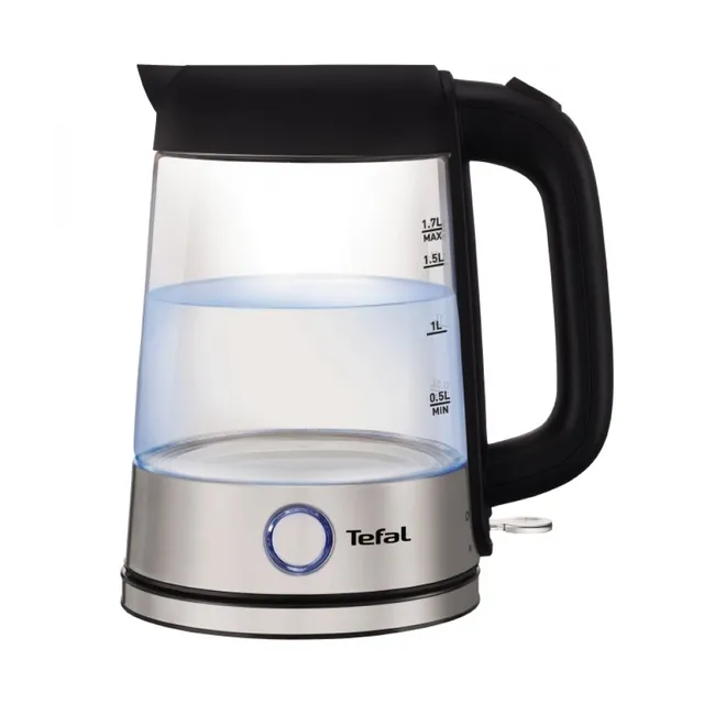 

Чайник электрический Tefal Glass Kettle KI750D30 1.7л. 2.4 кВт, металл/стекло, серебристый (8010000020), KI750D30