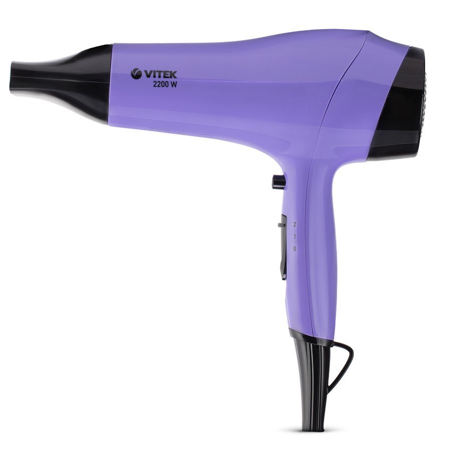

Фен Vitek VT-2536 2.2 кВт, режимов: 3, насадок: 2, фиолетовый (2536-VT-01), VT-2536