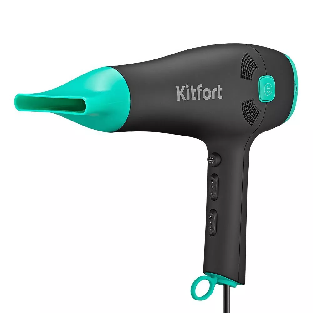 Набор для укладки волос KITFORT КТ-3222 2 кВт, режимов: 2, насадок: 1, черный/зеленый, цвет черный/зеленый - фото 1