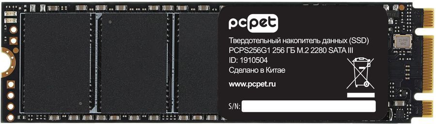 Твердотельный накопитель (SSD) PC PET 256Gb, 2280, SATA3 (PCPS256G1) Bulk (OEM) - фото 1