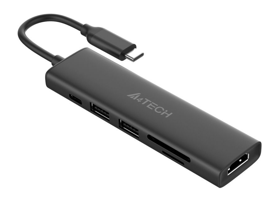 Хаб разветвитель A4Tech DST-60C 2xUSB 30 1 для питанияxUSB-C серый 1xHDMI SDTF DST-60C 3750₽