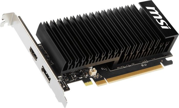Видеокарта MSI NVIDIA GeForce GT 1030, 2Gb DDR4, 64 бит, PCI-E, HDMI, DP, Retail (GT 1030 2GHD4 LP OC) б/у, после ремонта (ремонт авторизованным СЦ), следы эксплуатации/установки, следы застывшего флюса на плате под радиатором рядом с разъемом PCI-E в правой области, без комплекта