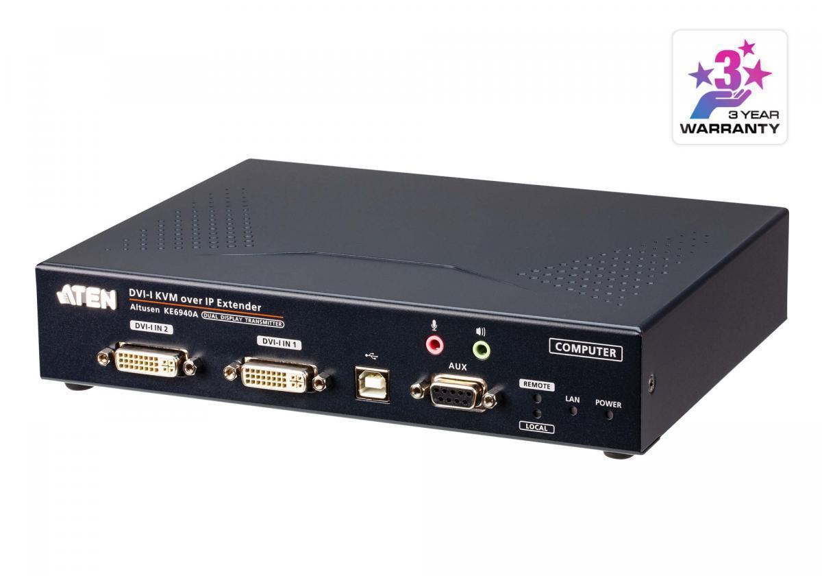 

Удлинитель KVM (КВМ) ATEN KE6940AT, DVI-I/USB до 1920x1200, с доступом по IP (KE6940AT-AX-G), KE6940AT