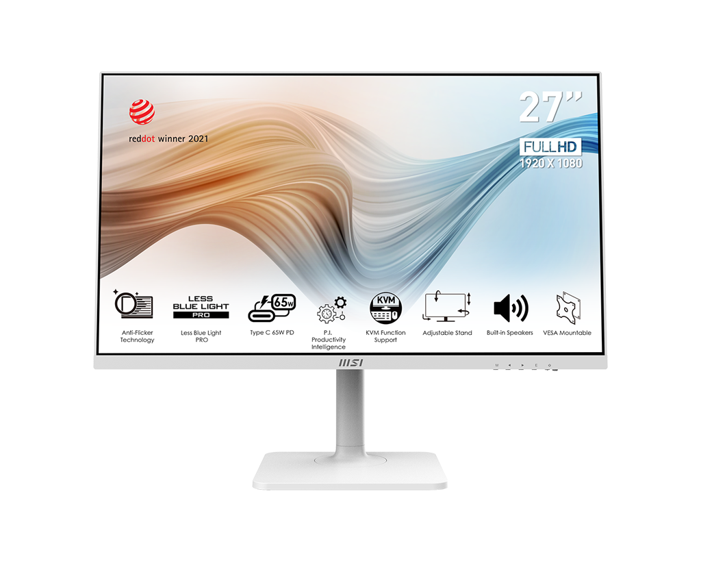 

Монитор 27" MSI Modern MD272PW IPS, 1920x1080 (16:9), 250кд/м2, 5 мс, 178°/178°, Adaptive Sync, HDMI, DisplayPort, USB Type-C, USB-Hub, белый (9S6-3PB19H-068), MD272PW