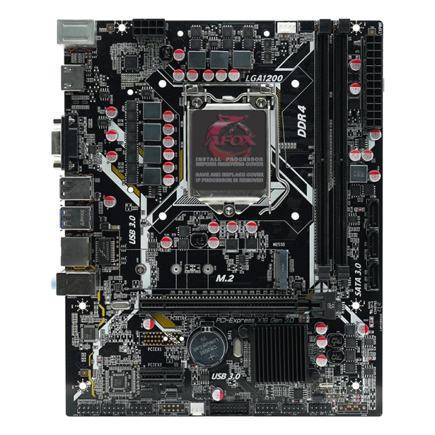 Материнская плата AFOX IH510D4-MA6-V2, Socket1200, Intel H510, 2xDDR4, PCI-Ex16, 3SATA3, 5.1-ch, GLAN, 4 USB 3.0, VGA, HDMI, mATX, Retail - фото 1