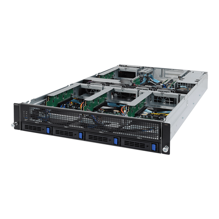 Серверная платформа Gigabyte G242-Z10 , 1xSocket SP3v2, 8xDDR4, 4x2.5/3.5 HDD HS, Redundant 2x1600 Вт 2U (6NG242Z10MR-00-1132)