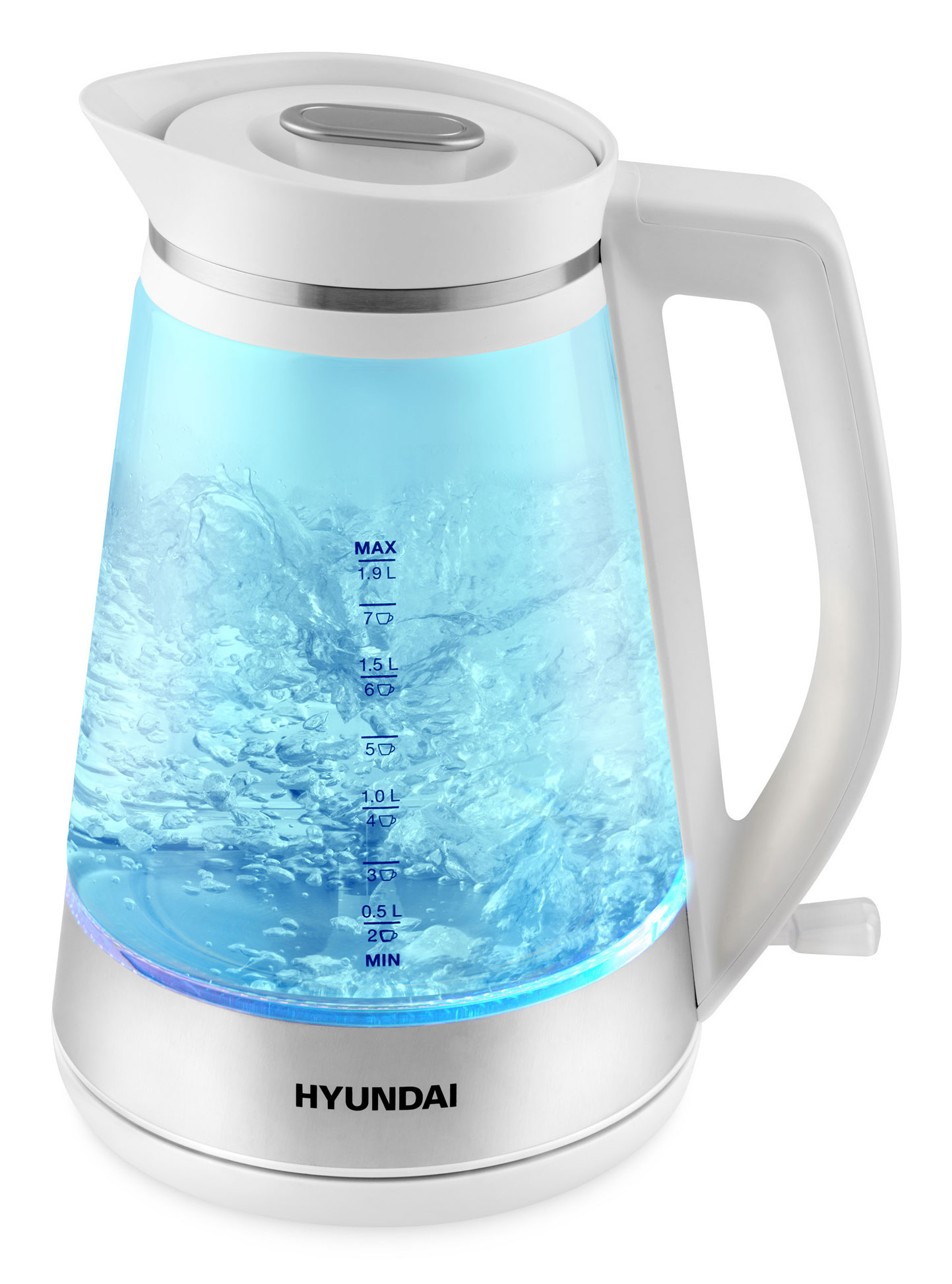 

Чайник электрический Hyundai HYK-G3037 1.9л. 3 кВт, стекло/пластик, белый, HYK-G3037