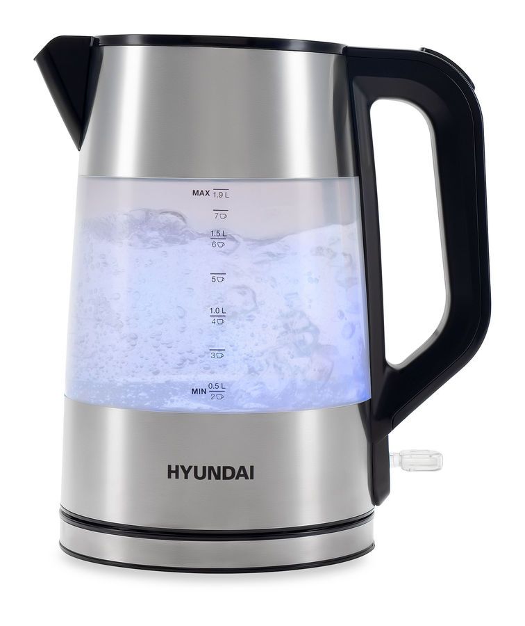 

Чайник электрический Hyundai HYK-P4026 1.9л. 2.2 кВт, металл/стекло, черный, HYK-P4026