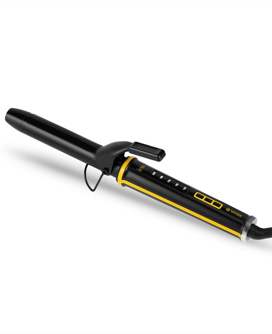 

Плойка Vitek VT-8422 BK, 210°C, 40 Вт, керамика покрытие, режимов: 5, 1.8 м, черный/желтый, VT-8422 BK