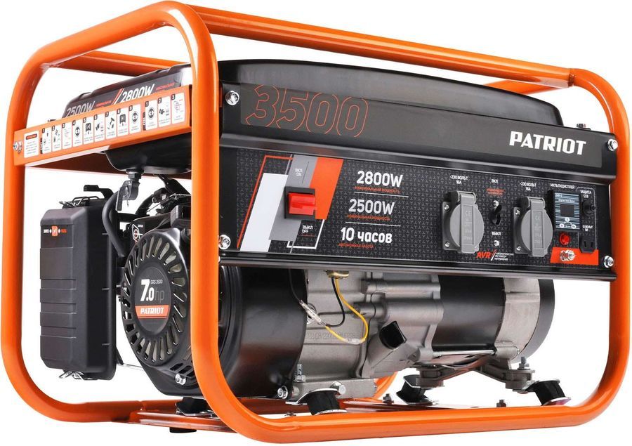 

Электрогенератор PATRIOT GRS 3500E, однофазный, синхронный, бензиновый, 7 л.с., 2.8 кВт, 2xEURO 16A (476102250), GRS 3500E