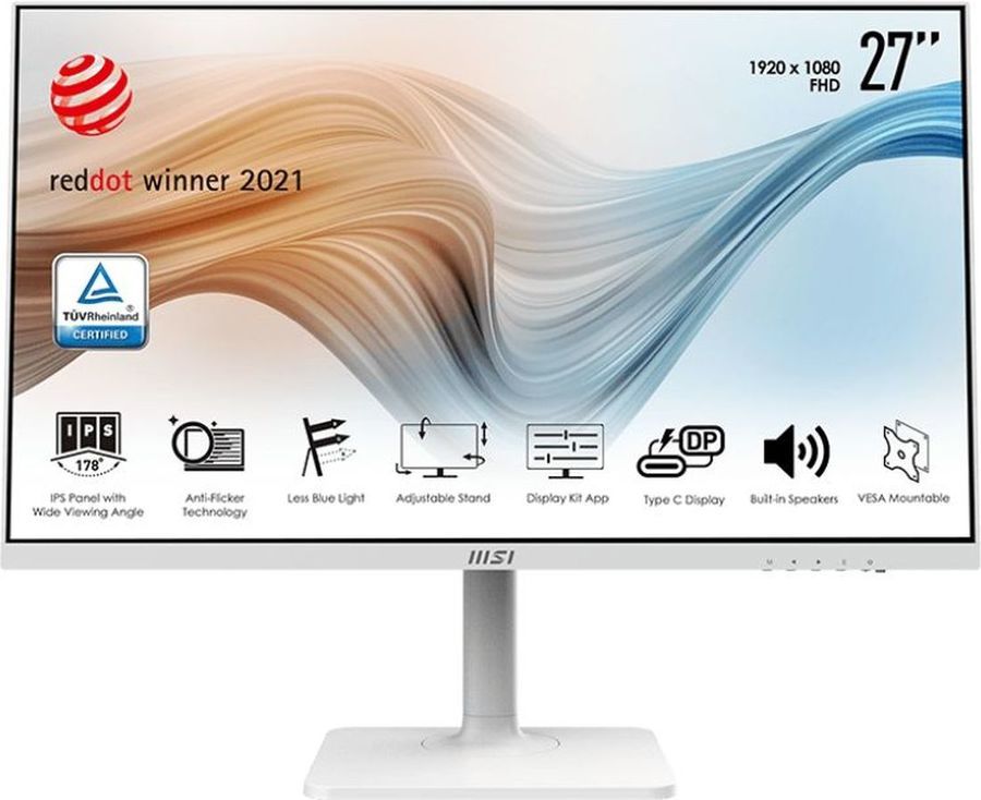 

Монитор 27" MSI Modern MD271PW IPS, 1920x1080 (16:9), 250кд/м2, 5 мс, 178°/178°, HDMI, USB Type-C, белый (9S6-3PA4FH-097), MD271PW