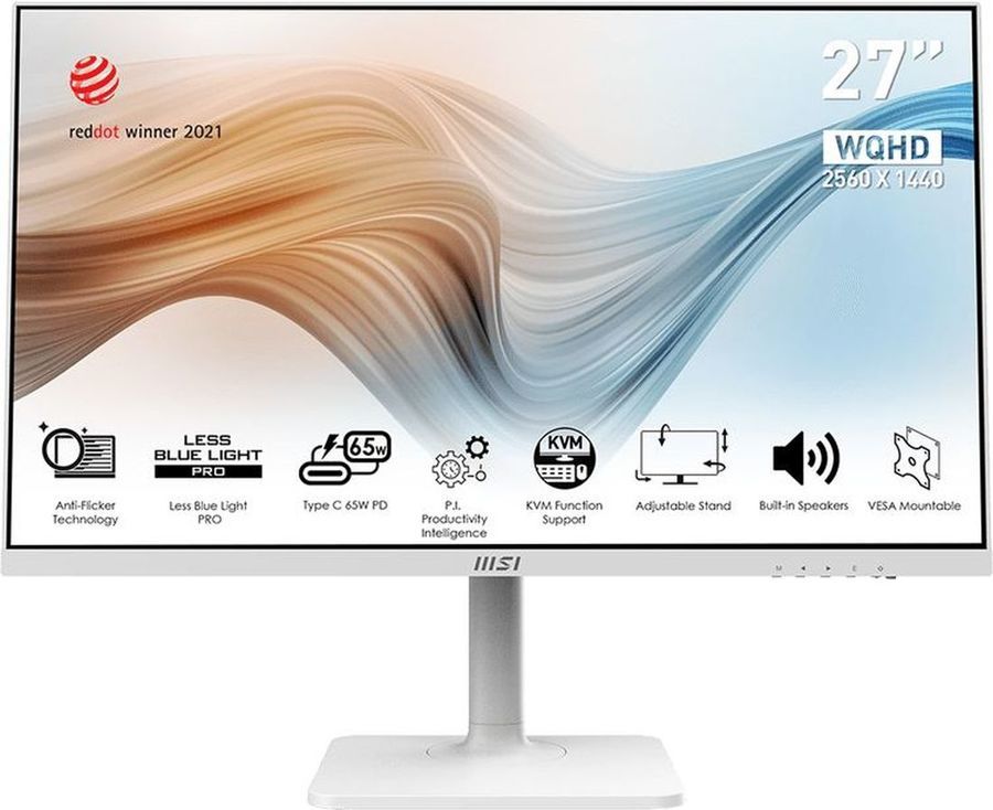 

Монитор 27" MSI Modern MD272QPW IPS, 2560x1440 (16:9), 250кд/м2, 5 мс, 178°/178°, HDMI, DisplayPort, USB Type-C, белый (9S6-3PB19H-231), MD272QPW