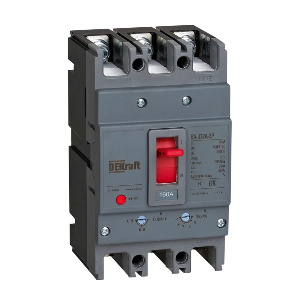 

Выключатель автоматический Systeme Electric BA-332А DEKraft трехполюсный (3P/3П) 63А 35kA (28104DEK), BA-332A