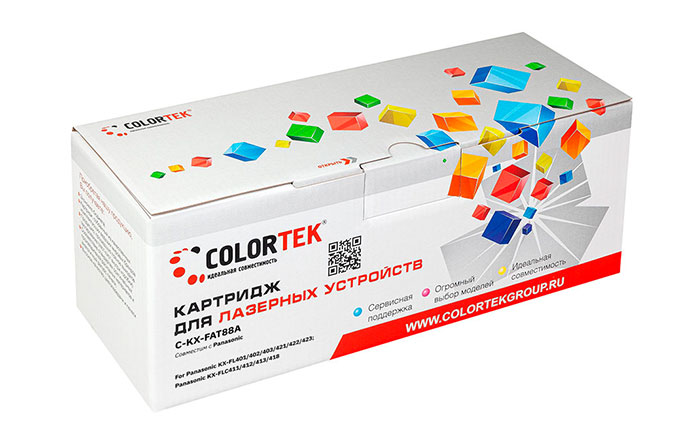 

Картридж Colortek СТ-KX-FAT88A для Panasonic KX-FL401/402/403/FLC411/412/413, 2000 стр., черный