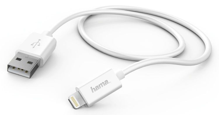 

Кабель Lightning(М)-USB2.0(AM), Hama, 60см, белый (00178330)