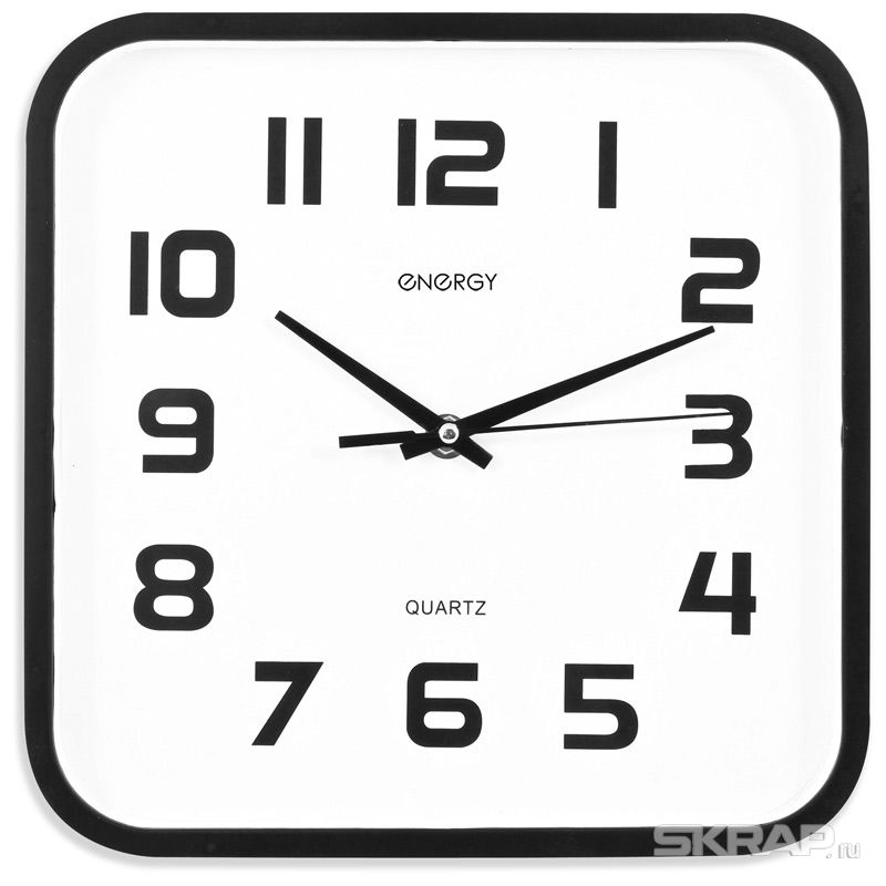 Настенные часы ENERGY ЕС-08, 1xAA, квадратные, черный (009308)