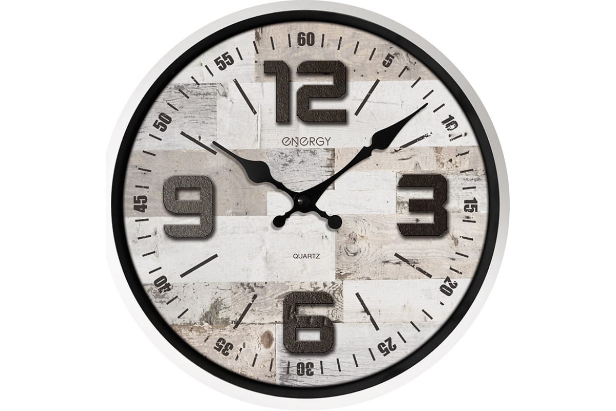 Настенные часы ENERGY ЕС-149, 1xAA, черный/белый (102253)