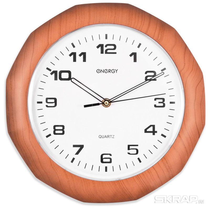 Настенные часы ENERGY ЕС-15, 1xAA, многоугольные, коричневый (009315)