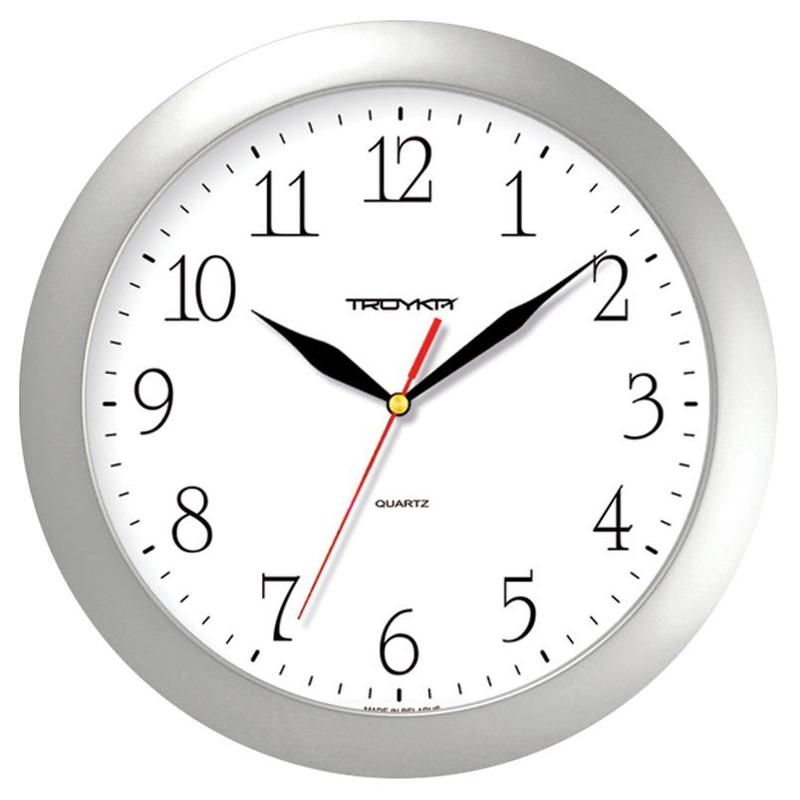 Настенные часы Troyka, 1xAA, белый/серебристый (11170113)