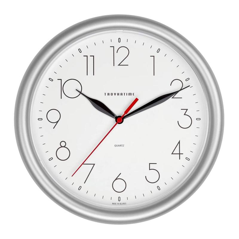 Настенные часы Troyka, 1xAA, белый/серебристый (21270212)