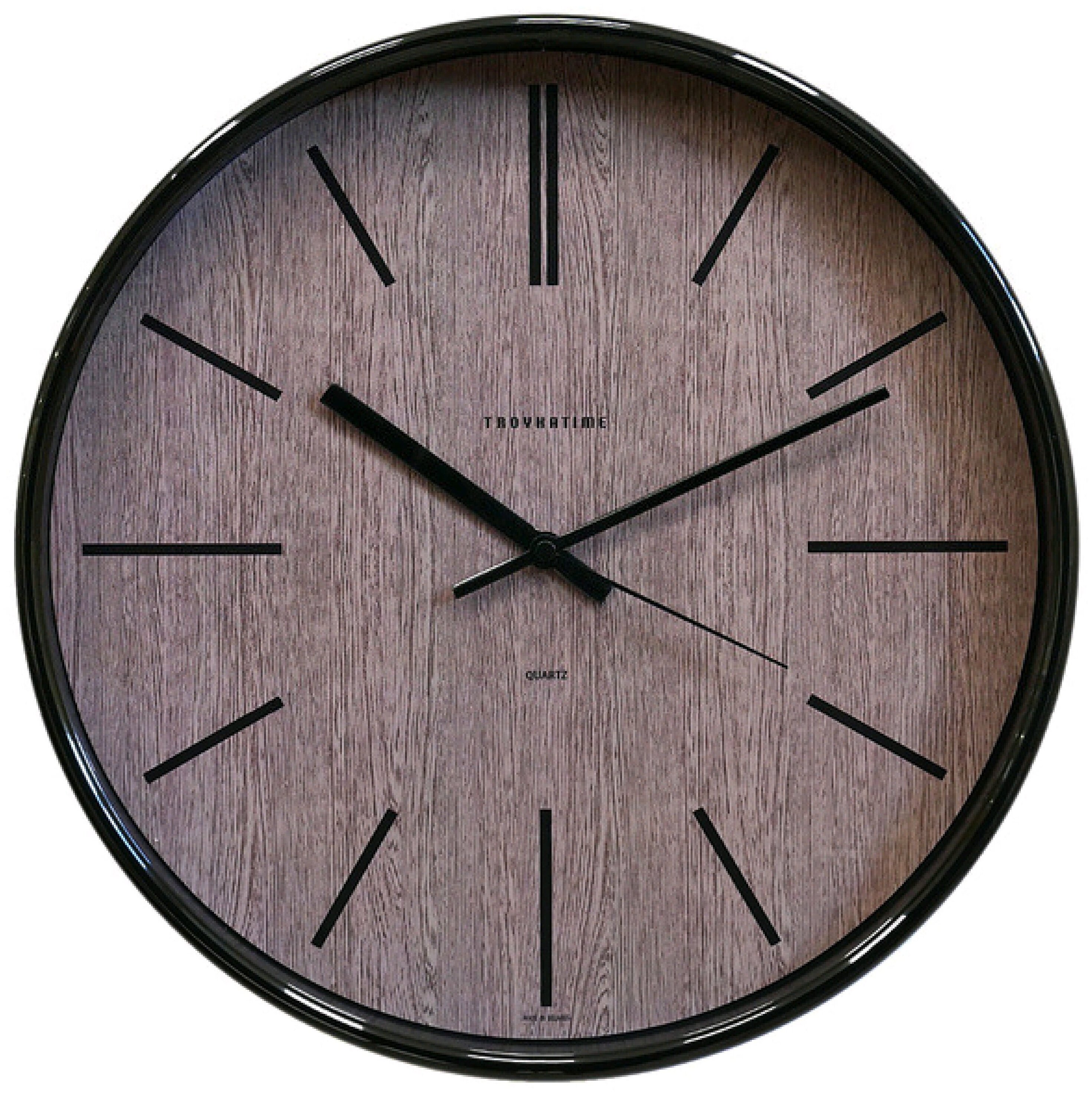 Настенные часы Troyka, 1xAA, черный/коричневый (77770743)