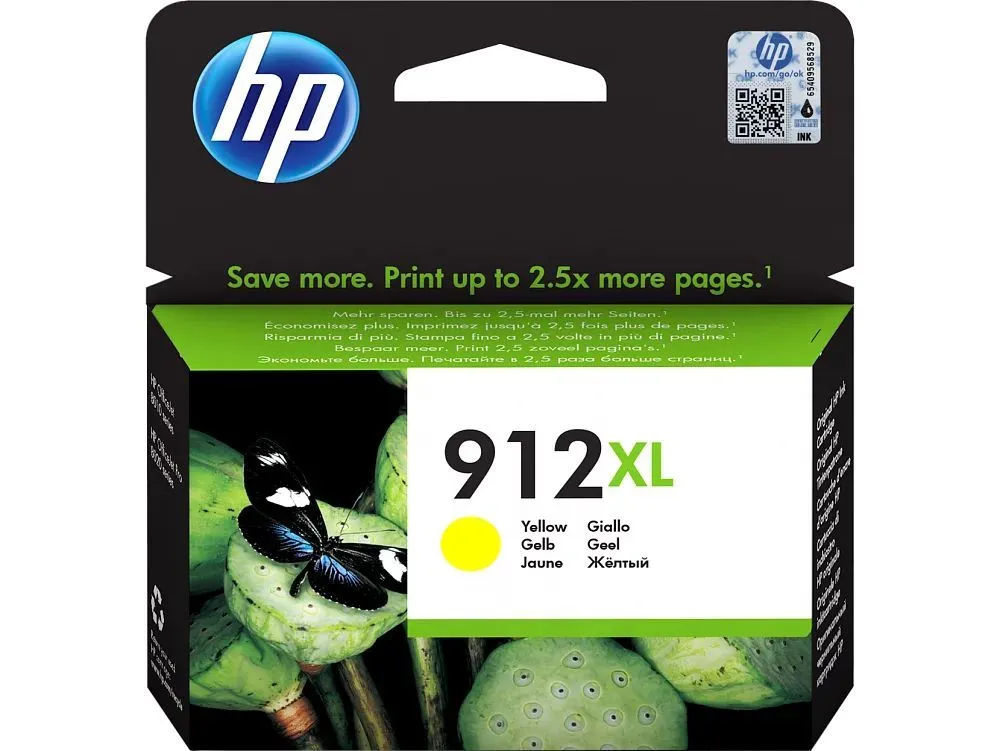 

Картридж струйный HP 912XL (3YL83AE BGX), желтый, оригинальный, ресурс 825 страниц для HP OfficeJet 8013/8023, 912XL