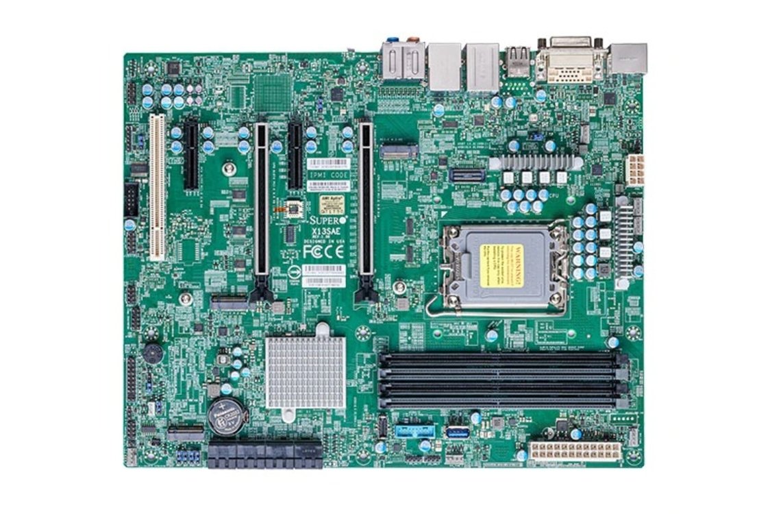 

Материнская плата Supermicro X13SAE, 1xSocket1700, iW680, 4xDDR5, 2PCI-Ex16, 3xM.2-PCI-E, 8SATA3 RAID 0/1/5/10, 7.1-ch, GLAN, 2.5GLAN, 4xUSB 2.0, DVI, HDMI, DisplayPort, ATX, Retail (MBD-X13SAE-B), X13SAE