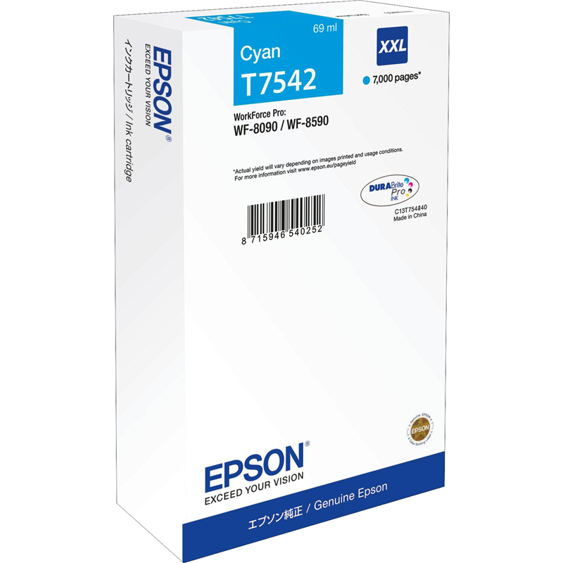 Картридж Epson T7542 (C13T754240), голубой