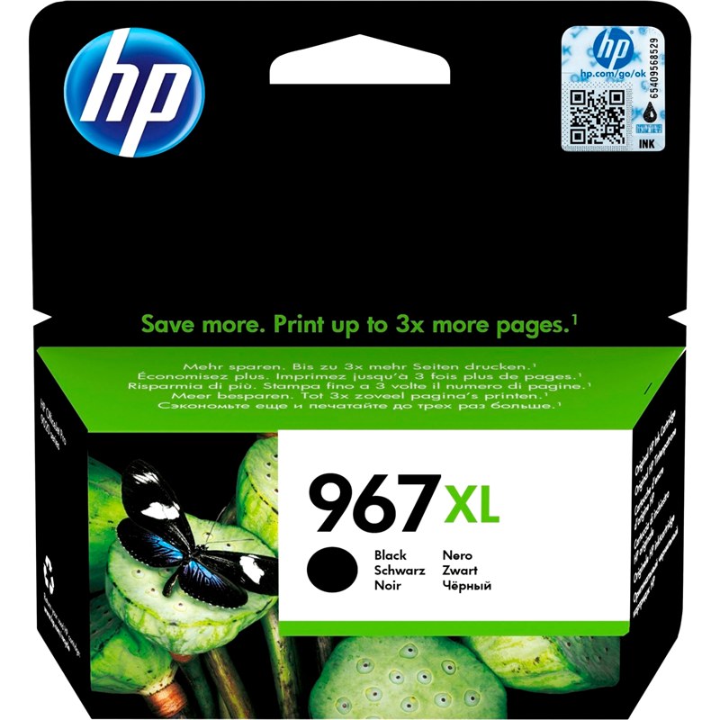 

Картридж струйный HP 967XL (3JA31AE), черный, оригинальный, ресурс 3000 страниц для HP OfficeJet Pro 9020/9023, 967XL
