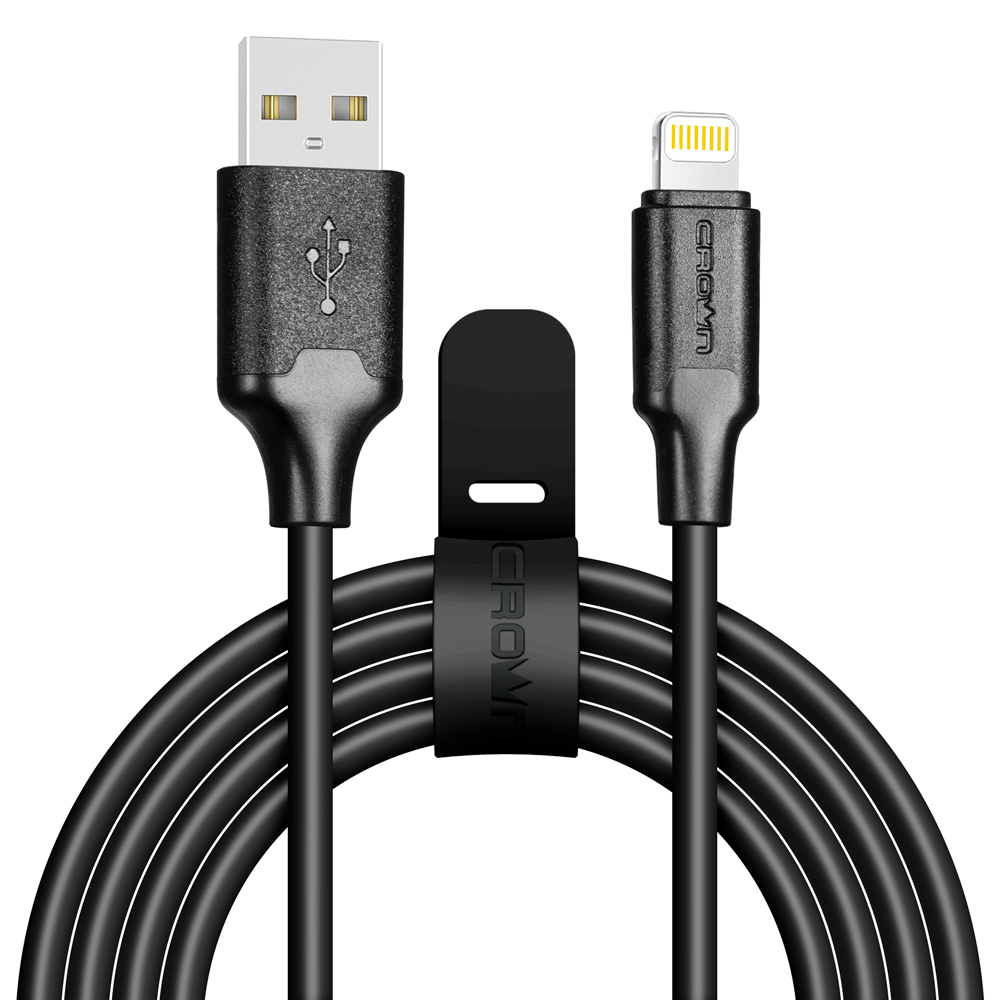 

Кабель USB-Lightning 8-pin, 2A, 2м, черный Crown (CMCU-3018L)