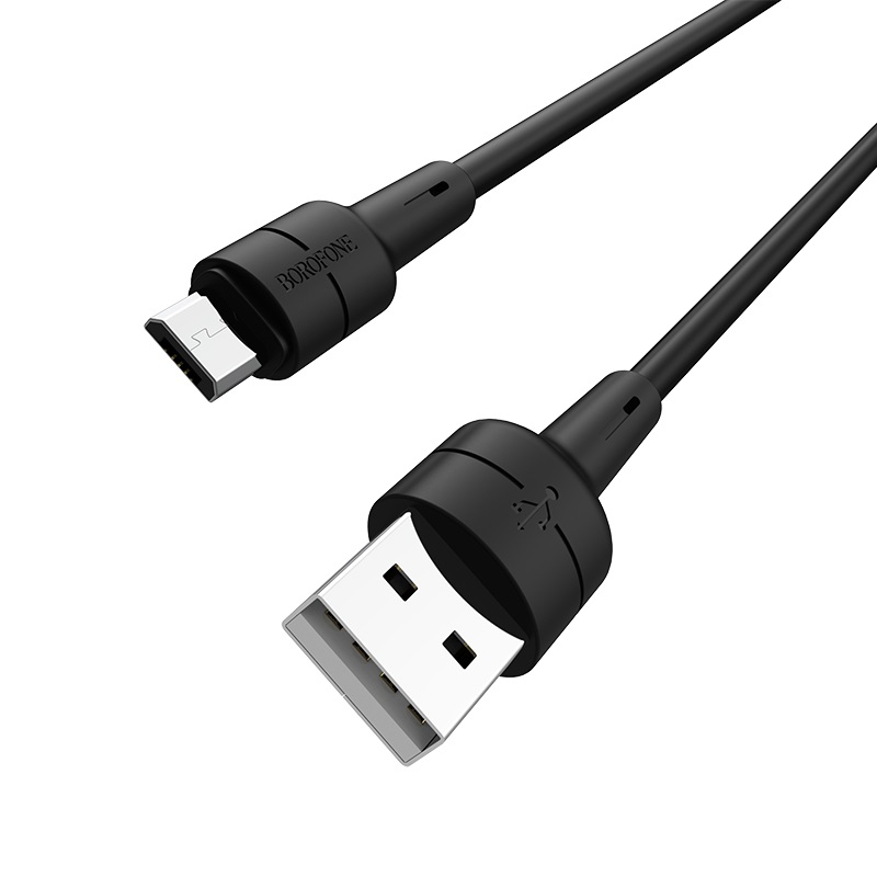 

Кабель USB 2.0(Am)-Micro USB 2.0(Bm), 2.4A, 1м, черный Borofone Silicone BX30 (06898), BX30