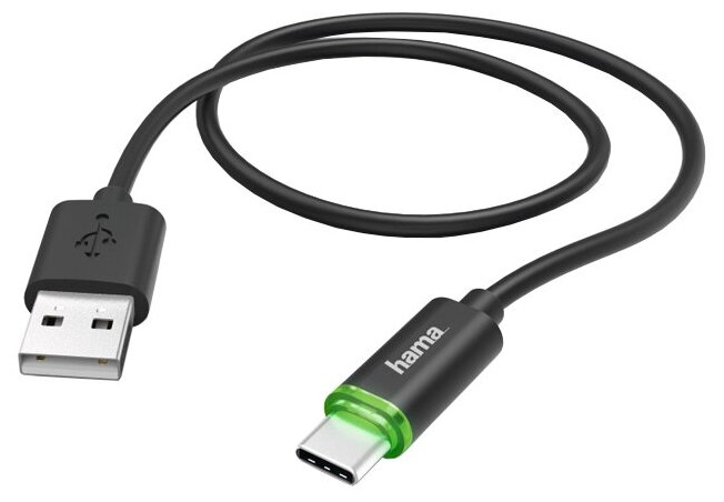 Кабель USB Type-C-USB, 1 м, черный, Hama (00178335)