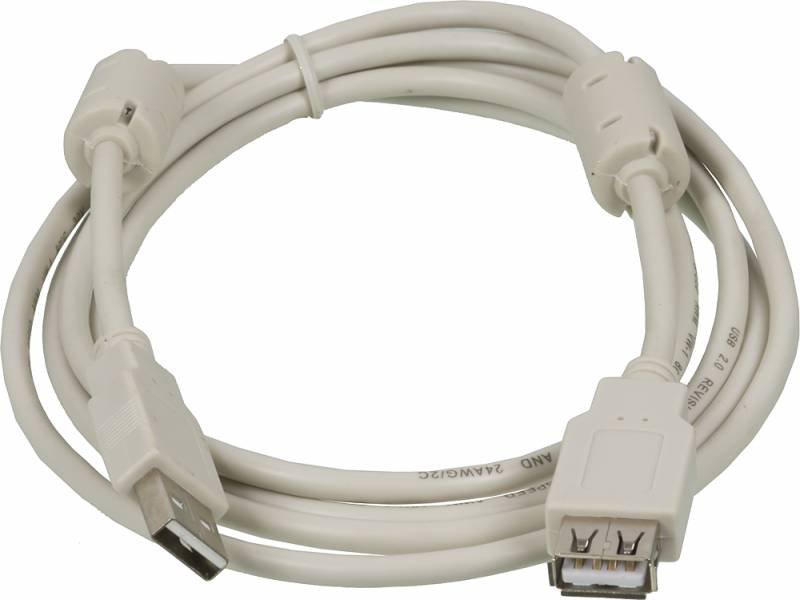 

Кабель-удлинитель USB(Am)-USB(Af), ферритовый фильтр, экранированный, 1.8 м, белый, Ningbo (USB 2.0-AM/AF-1.8M-MG)