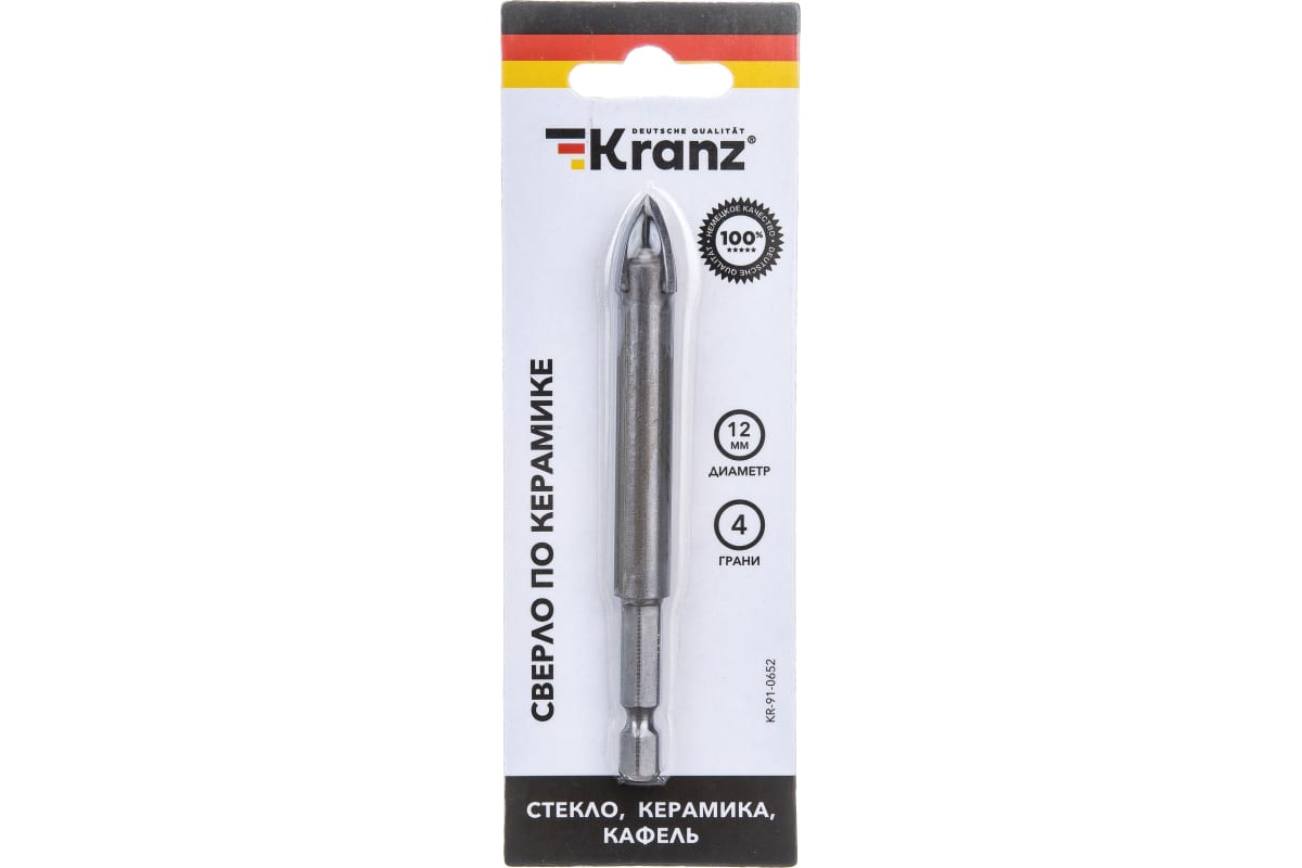 

Сверло ⌀1.2 см x 8.3 см/4.8 см, по керамической плитке стеклу, Kranz, 1 шт. (KR-91-0652)