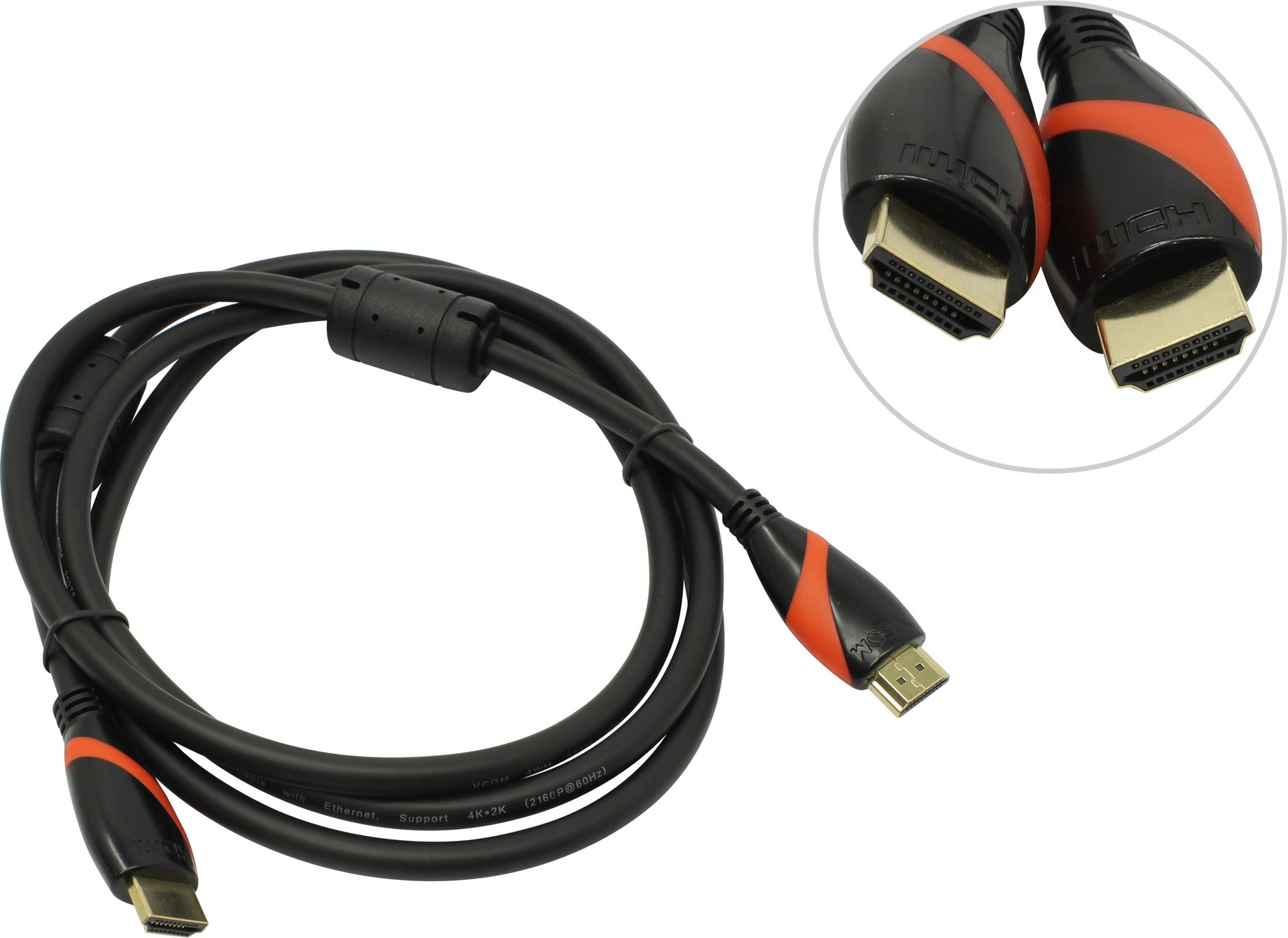 Кабель соединительный аудио-видео HDMI(19M)-HDMI(19M) v2.0 4K, ферритовый фильтр, 1.8 м, черный VCOM (CG525D-R-1.8) - фото 1