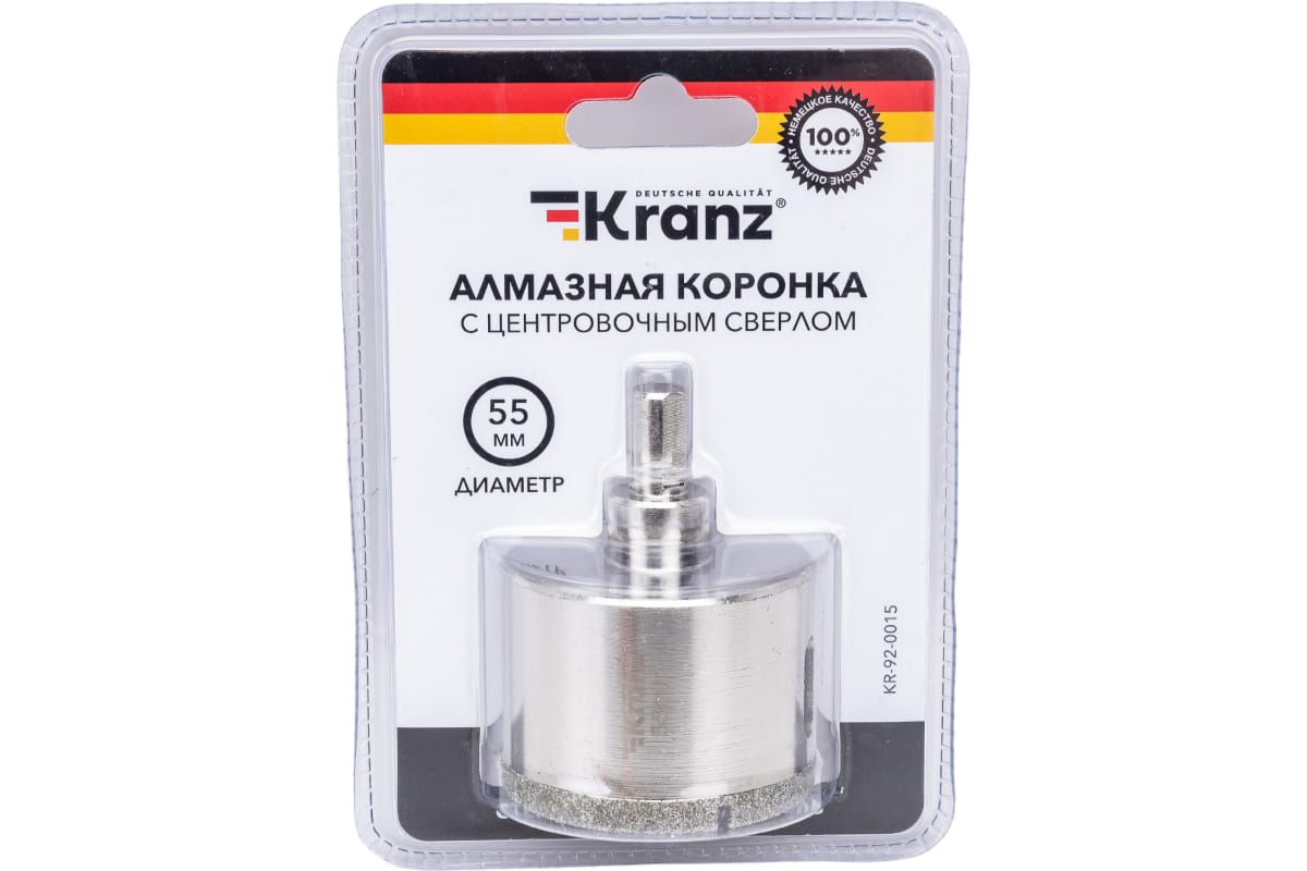 

Коронка алмазная KRANZ ⌀ 5.5 см, хвостовик: цилиндрический с 3 гранями, керамика, стекло (KR-92-0015), KR-92-0015