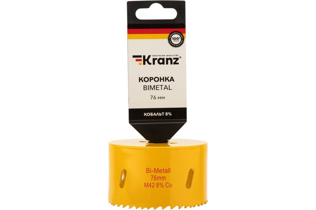 

Коронка биметаллическая KRANZ ⌀ 7.6 см, хвостовик: 5/8 дюйма, Р6М5К8, дерево, сталь, металл, гипсокартон, пластик (KR-92-0238), KR-92-0238
