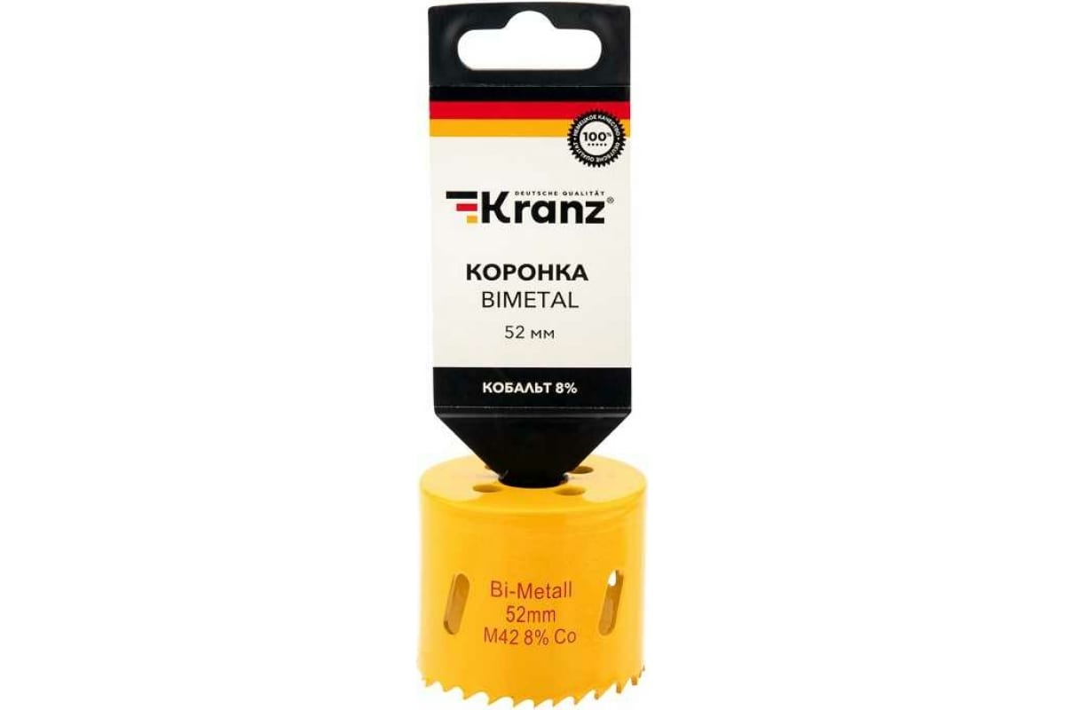 

Коронка биметаллическая KRANZ ⌀ 5.2 см, хвостовик: 5/8 дюйма, Р6М5К8, дерево, сталь, металл, гипсокартон, пластик (KR-92-0227), KR-92-0227