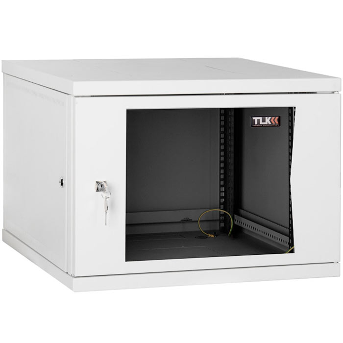 Шкаф настенный 9U 600x450, стекло, серый, разборный, TWI-096045-G-GY, TLK б/у, с внутреннего использования, следы эксплуатации