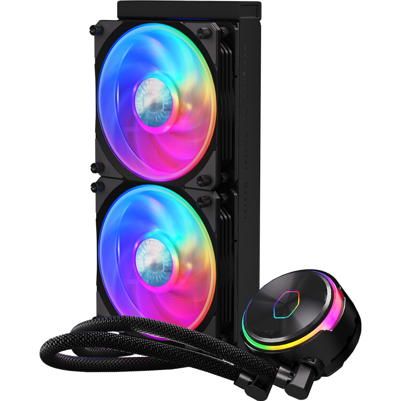 

Жидкостное охлаждение Cooler Master MasterLiquid PL240 Flux для Socket 115x/2066/2011/2011-3/1200/1700/AM5/AM4/AM3/AM3+/FM1/AM2+/FM2/FM2+/TR4, 240 Вт, 2x100 мм, ARGB (MLY-D24M-A23PZ-R1), MasterLiquid PL240 Flux